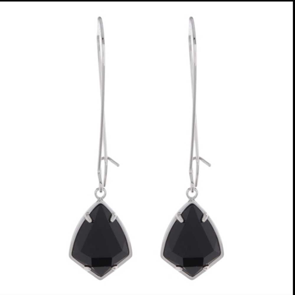 Kendra Scott Carrine Semi-Precious Earrings In Black And Silver, NWT